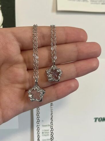 MQV نجمة فضية St4rlight قلادة Y2K الجرونج قلادة Kawaii لطيف القلائد الجمالية خمر ايمو مجوهرات Y2k ستار القلائد الفضة الشرير غير المتماثلة الماس قلادة مجوهرات in Kuwait