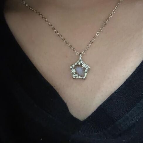 MQV نجمة فضية St4rlight قلادة Y2K الجرونج قلادة Kawaii لطيف القلائد الجمالية خمر ايمو مجوهرات Y2k ستار القلائد الفضة الشرير غير المتماثلة الماس قلادة مجوهرات in Kuwait