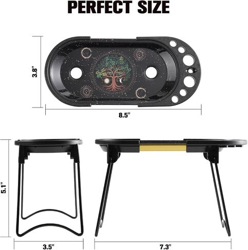 Metal Tray with Foldable Stand,Small Tray Set with Accessories,Decorative Tray,Ideal for Home or On The Go,Black, 8.5x3.5Inch in Saudi Arabia