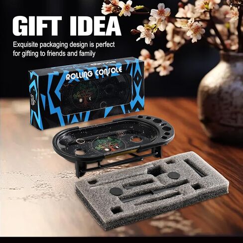 Metal Tray with Foldable Stand,Small Tray Set with Accessories,Decorative Tray,Ideal for Home or On The Go,Black, 8.5x3.5Inch in Saudi Arabia