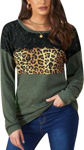 For G and PL Women's 2024 Fall Winter Long Sleeve Crewneck Lace Top Shirt Dressy Casual Elegant Sweatshirt in Saudi Arabia