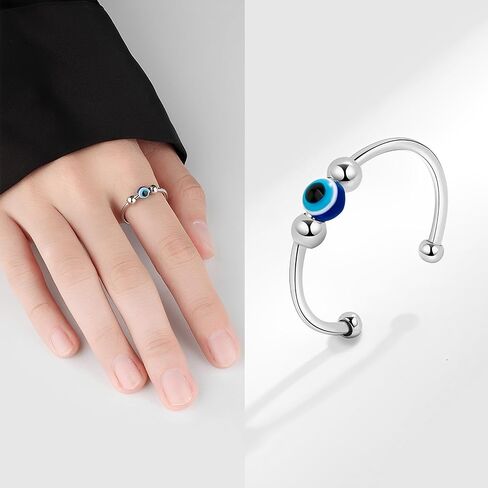 Fidget Ring Set-Rotatable Bead Rings,Open Adjustable Spinner Ring Mood Rings Cute Fidgets Rings Gifts for Women Men in Saudi Arabia