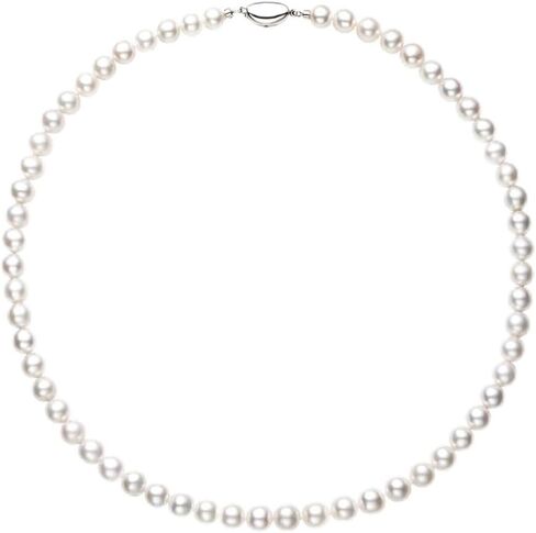 Real Pearl Necklace for Women - AAAA+ Quality Round White Freshwater Cultured Pearls (8-9mm) | 925 Sterling Silver Clasp in Saudi Arabia