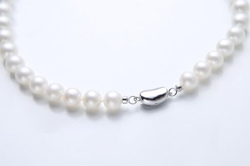 Real Pearl Necklace for Women - AAAA+ Quality Round White Freshwater Cultured Pearls (8-9mm) | 925 Sterling Silver Clasp in Saudi Arabia