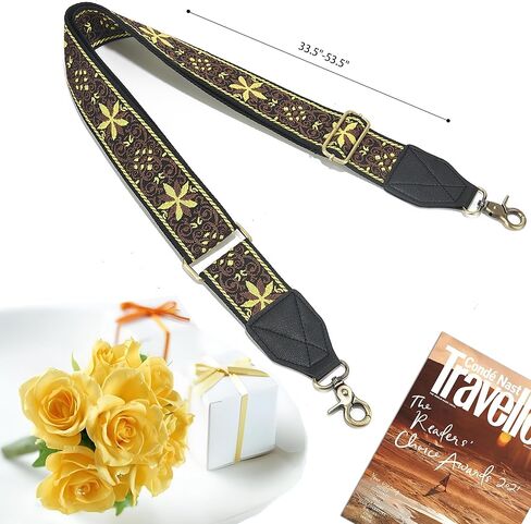 حزام محفظة LEMEDE، حزام كتف جلدي قابل للتعديل، بديل قابل للتعديل، أشرطة حقيبة كروس متعددة الأنماط من قماش الجاكار القديم in Kuwait