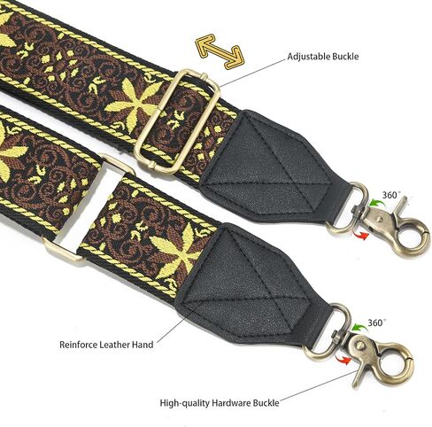 حزام محفظة LEMEDE، حزام كتف جلدي قابل للتعديل، بديل قابل للتعديل، أشرطة حقيبة كروس متعددة الأنماط من قماش الجاكار القديم in Kuwait