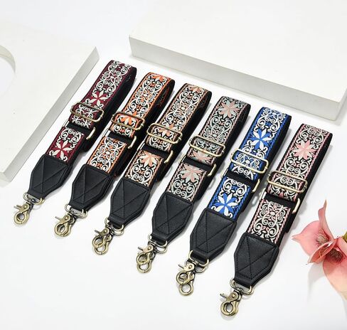 حزام محفظة LEMEDE، حزام كتف جلدي قابل للتعديل، بديل قابل للتعديل، أشرطة حقيبة كروس متعددة الأنماط من قماش الجاكار القديم in Kuwait