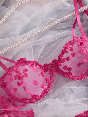 GORGLITTER Women's Lace Lingerie Sexy Sets Bra and Panty Set Floral Mesh Underwire in Saudi Arabia