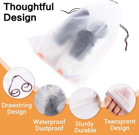 Clear Shoe Bags for Travel, 5 Pack 15.7" x 11.8" Drawstring Travel Shoe Bags for Packing, Waterproof Dustproof Portable Travel Shoe Storage Bag in Saudi Arabia
