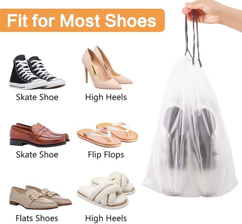 Clear Shoe Bags for Travel, 5 Pack 15.7" x 11.8" Drawstring Travel Shoe Bags for Packing, Waterproof Dustproof Portable Travel Shoe Storage Bag in Saudi Arabia