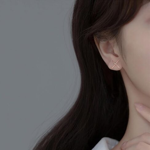 Reffeer 925 فضة حرف X ترصيع الأقراط للنساء في سن المراهقة الفتيات X أقراط ترصيع ثقب الأقراط in Saudi Arabia