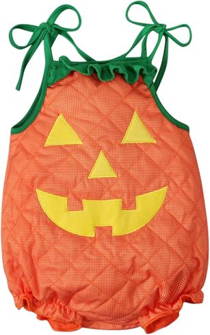 Toddler Baby Girl Halloween Outfit Sleeveless Pumpkin Romper Jumpsuit Bodysuit Cute Party Cosplay Costume Clothes in Saudi Arabia