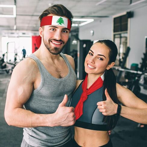 عصابة رأس رياضية لربطة الرأس، عصابة رأس بعلم لبنان، عصابة رأس مرنة للجنسين، ربطة رأس فتل للجري، كرة السلة، التمرين، كرة القدم، كرة الطلاء، التمرين، الكرة الطائرة، 2.36 × 41 بوصة in Saudi Arabia