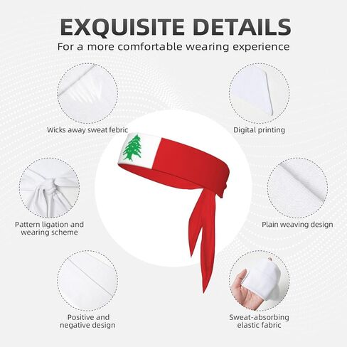 عصابة رأس رياضية لربطة الرأس، عصابة رأس بعلم لبنان، عصابة رأس مرنة للجنسين، ربطة رأس فتل للجري، كرة السلة، التمرين، كرة القدم، كرة الطلاء، التمرين، الكرة الطائرة، 2.36 × 41 بوصة in Saudi Arabia
