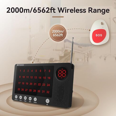 Retekess TH107 Wireless Calling System,Nurse Call System,984ft,Timeout Alert,10 Languages,10 Call Buttons for Clinic, Nursing Home, Hospital in Saudi Arabia