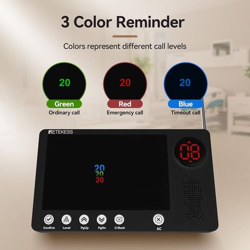 Retekess TH107 Wireless Calling System,Nurse Call System,984ft,Timeout Alert,10 Languages,10 Call Buttons for Clinic, Nursing Home, Hospital in Saudi Arabia