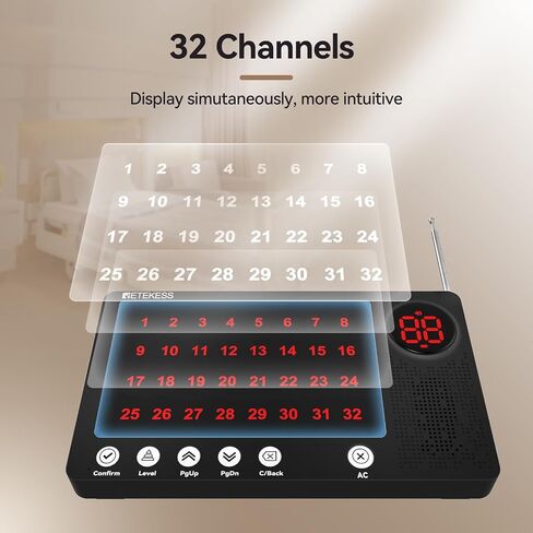 Retekess TH107 Wireless Calling System,Nurse Call System,984ft,Timeout Alert,10 Languages,10 Call Buttons for Clinic, Nursing Home, Hospital in Saudi Arabia
