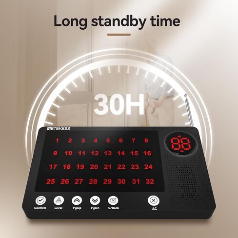 Retekess TH107 Wireless Calling System,Nurse Call System,984ft,Timeout Alert,10 Languages,10 Call Buttons for Clinic, Nursing Home, Hospital in Saudi Arabia