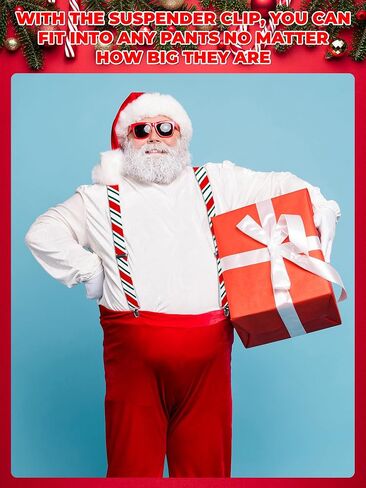 6 Pcs Mens Christmas Suspenders Adults Candy Gingerbread Snowman Suspenders in Saudi Arabia