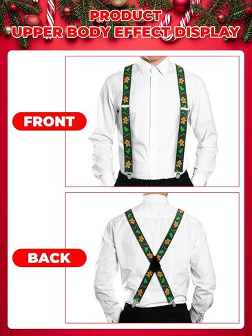 6 Pcs Mens Christmas Suspenders Adults Candy Gingerbread Snowman Suspenders in Saudi Arabia