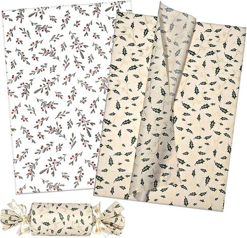 LIAPAWPAW Christmas Tissue Paper, 60 Sheets Metallic Rose Gold Tissue Paper for Gift Bags Packing, Pretty Deer Snowflake Gift Wrapping Tissue Paper for Xmas Winter New Year Holiday Party Decor,20x14in in Saudi Arabia