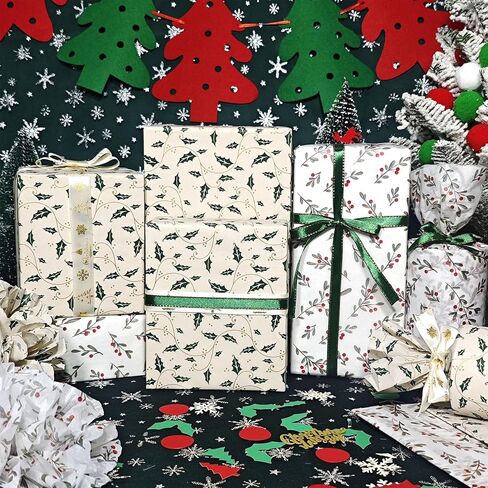 LIAPAWPAW Christmas Tissue Paper, 60 Sheets Metallic Rose Gold Tissue Paper for Gift Bags Packing, Pretty Deer Snowflake Gift Wrapping Tissue Paper for Xmas Winter New Year Holiday Party Decor,20x14in in Saudi Arabia