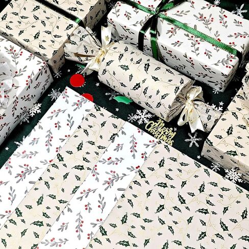 LIAPAWPAW Christmas Tissue Paper, 60 Sheets Metallic Rose Gold Tissue Paper for Gift Bags Packing, Pretty Deer Snowflake Gift Wrapping Tissue Paper for Xmas Winter New Year Holiday Party Decor,20x14in in Saudi Arabia