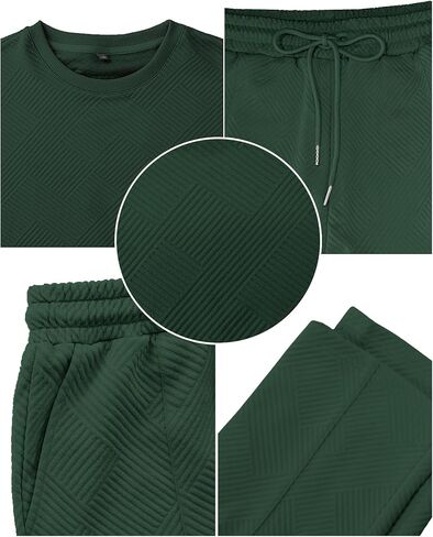 Babioboa Men's Tracksuit Knit Jacquard 2 Piece Long Sleeve Pullover Jogging Tracksuit Athletic running Casual Sportswear in Saudi Arabia