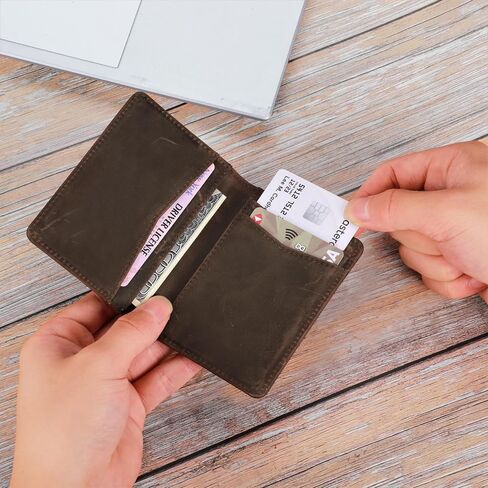 SparkMark Slim Credit Card Holder Wallet for Men & Women - RFID Blocking Minimalist Mens Wallets - Thin Bifold Leather Front Pocket Card Case with Gift Box in Kuwait