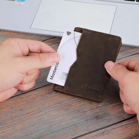 SparkMark Slim Credit Card Holder Wallet for Men & Women - RFID Blocking Minimalist Mens Wallets - Thin Bifold Leather Front Pocket Card Case with Gift Box in Kuwait