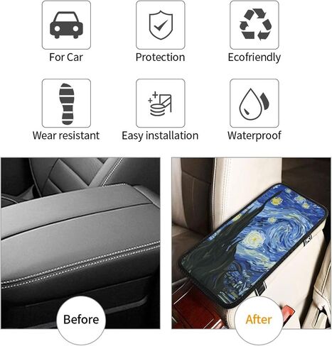 Van Gogh Night Sky The Starry Night Auto Center Console Armrest Pad Universal Car Center Console Cover Seat Box Cover for Sedan, Van, SUV, Truck Car Accessorie in Saudi Arabia