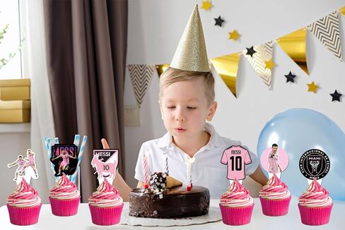 48 Pieces Soccer Star Themed Birthday Party Supplies, Soccer Star Birthday Party Decorations, Soccer Star Cupcake Toppers with Soccer Star Cupcake protector in Saudi Arabia