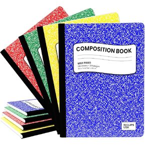 Composition Notebooks, (Assorted Colors), Wide Ruled Composition Notebook, Marble Composition Notebook, 100 Sheets, 200 Pages (4 Pack)