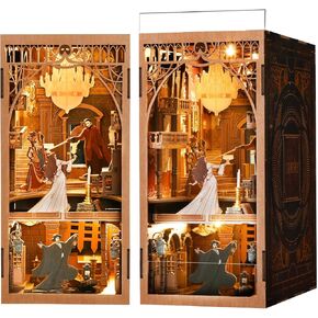 Book Nook Kit, DIY Miniature Dollhouse Booknook Kit, 3D Wooden Puzzle Bookend Bookshelf Insert Decor with LED Light for Teens and Adults (Phantom of The Opera)