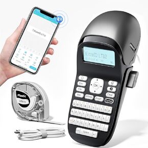LT12 Label Maker, Label Maker Machine with Tape, Portable Handheld Label Maker with QWERTY Keyboard, Backlit Screen,Rechargeable Battery and Built-in Memory for Home Office Organization