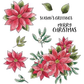 Briartw Christmas Flower Clear Stamps and Cutting Dies Set for Card Making,DIY Scrapbook,Cards and Invitations,Create Poinsettia Flower XMAS Cards Festive Greetings,Embossing Decoration Metal Stencil