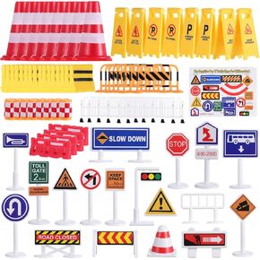 Street Road Signs Playset Miniatures Traffic Signs for Kids Street Signal Traffic Toys for Kids Playing