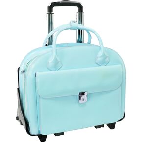 McKleinUSA Glen Ellyn 94367 W Series Italian Leather Detachable-Wheeled Ladies Briefcase (Navy), 18"x9"x14.5"