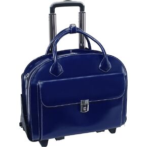 McKleinUSA Glen Ellyn 94367 W Series Italian Leather Detachable-Wheeled Ladies Briefcase (Navy), 18"x9"x14.5"
