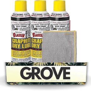 Blaster Graphite Dry Lubricant Spray 5.5 oz Bundle with Microfiber Cloth - High-Performance Dry Graphite Lubricant for Metal Parts, Belts, and Gears - Reduces Wear & Extends Equipment Life - (4 Items)