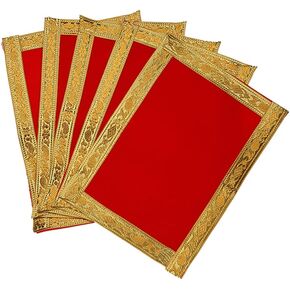 Set of 5 Mat Aasan Small Pooja Aasan Decorative Cloth for Laxmi Ganesh(Size:-7 Inch X 10 Inch) Multipurpose Pooja Indian Traditional Cultural Diwali Festival Decoration Item & Article Puja Kit(Red)