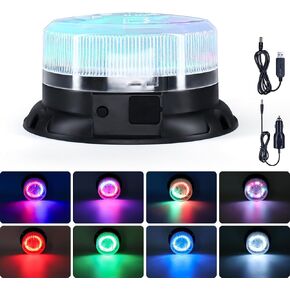 Strobe Light Halloween,Wireless Magnetic LED Beacon Light,Purple Green Blue Rechargeable Strobe Flashing Light for Funeral Hearse,Volunteer Firefighter Vehicles,Indoors for displays