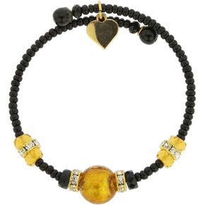 GlassOfVenice Carino Murano Glass Bracelet - Topaz Black