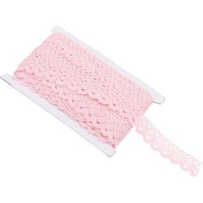 PATIKIL 20 Yards Lace Ribbon, 1 Inch Wide Wedding Lace Trim Ribbon Wrapping Sewing Crochet Ribbon for Floral DIY Crafts Sewing Birthday Party, Pink