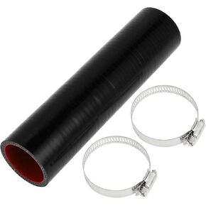 X AUTOHAUX 1 Set 42mm 1.65" ID 200mm 7.87" Length 0 Degree Black Red Car Silicone Hose with Clamps Coolant Hose Universal