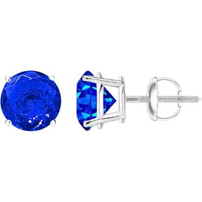 1/2-10 Carat Total Weight Sapphire Stud Earrings 4 Prong Screw Back
