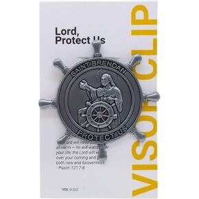 Genuine Saint Brendan Boaters Visor Clip | Brendan The Naigator Patron Saint for Boaters Gift | Protect Us Inscribed (St. Brendan)
