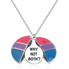 CENWA Bisexual Pride Necklace Bisexuality Pride Flag Pink Purple Blue Jewelry Bisexual Open Locket Necklace