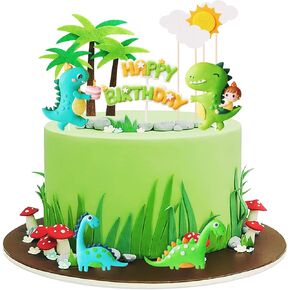 Dinosaur Cake Toppers Cute Dinosaur Happy Birthday Cake Decorations for Boy Girl Baby Shower Birthday Party Dinosaur Scene Theme Cartoon Party Decoration