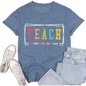 Teacher Shirt Women Teach Them to Be Kind T Shirt Kindness Graphic Tees for Teacher Casual Short Sleeve Back to School Shirt
